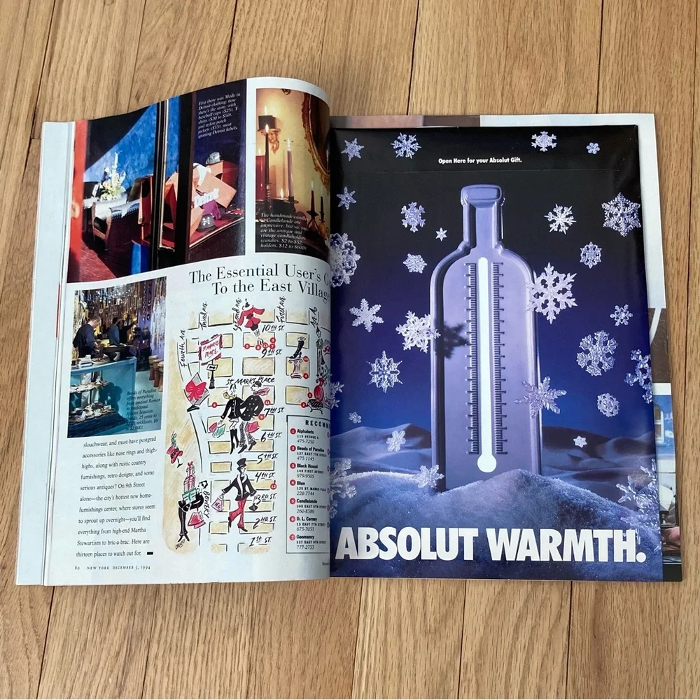 VERY RARE DKNY/ABSOLUT VODKA Gloves sealed inside New York Magazine December ‘94